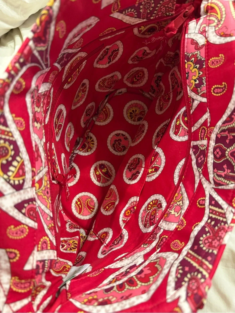 Vera Bradley Pink Paisley Quilted Tote Bag & Matching Zip Cosmetic Pouch Set